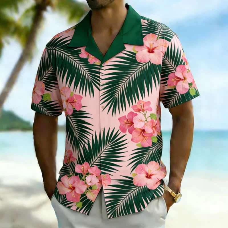 

Men's Vibrant Tropical Floral Print Shirt, Bold Exotic Style for Summer Parties, Beach Events, Vacation & Daily Looks
