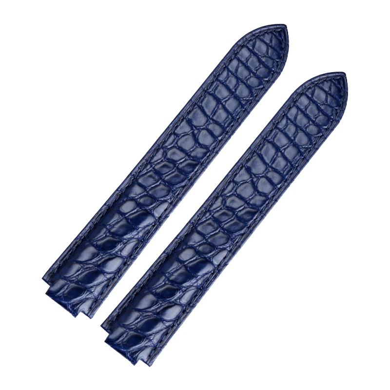 14-8mm 16-8mm 18-11mm 20-12mm 22-14mm pulseira de relógio de couro de jacaré genuíno para balão azul Cartier, pulseira de crocodilo de luxo