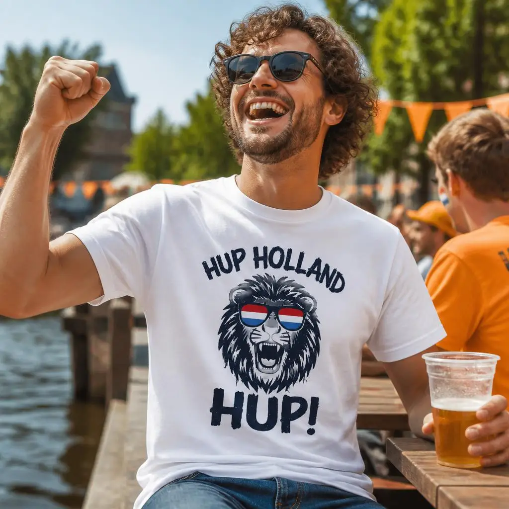 Hup Holland Netherlands Flag Lion Nederland Dutch T Shirt 100% Cotton Clothing Short Sleeve Round Collar Tees Graphic T-Shirt