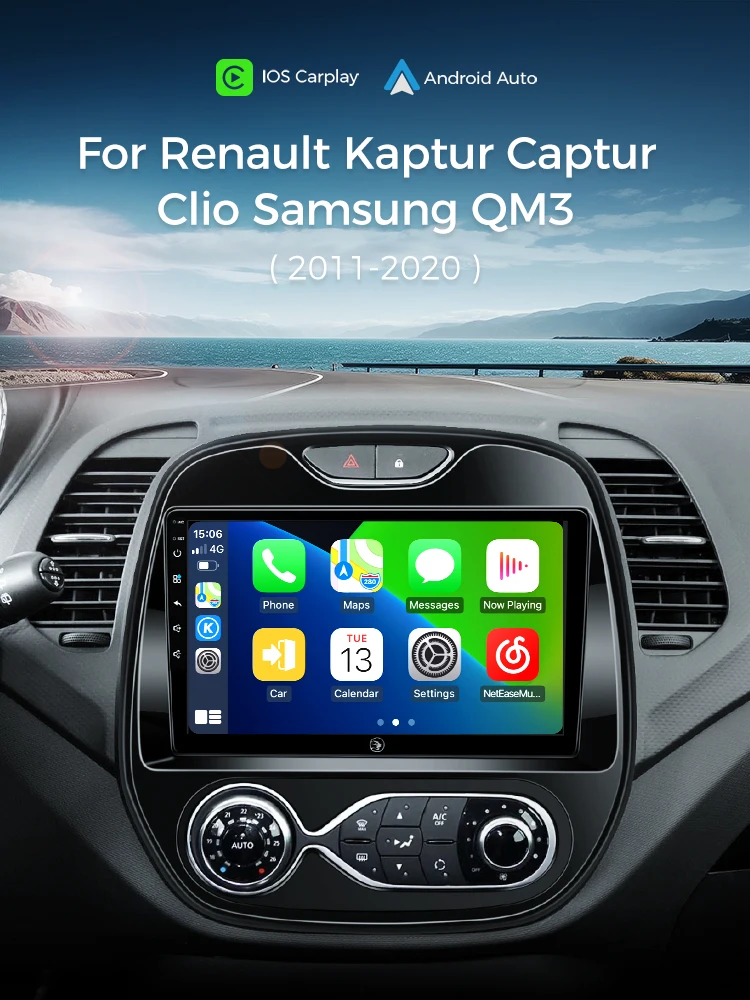 Ainavi Android 13 Autoradio Voor Renault Captur CLIO Samsung QM3 2014-2020 Kaptur Auto Multimedia Draadloze Carplay Android auto - afbeelding 2