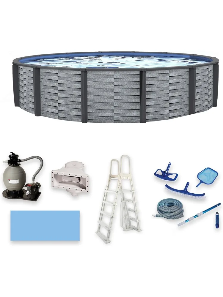 

NB19892 Affinity 15-футовый круглый 52-дюймовый глубокий 7-дюймовый верхний рельсовый полимерный пакет надземного бассейна, x, серый