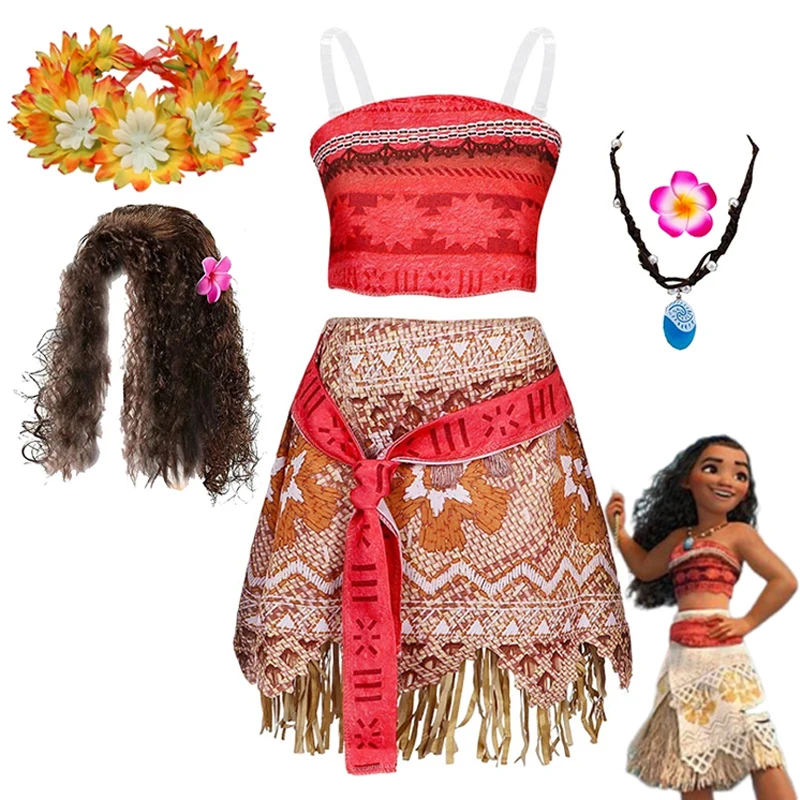 Neue Disney Film Moana Mädchen Kleid Halloween Cosplay Party Kostüm Prinzessin Ausgefallene Kleidung Kinder Vaiana Outfit Kleid