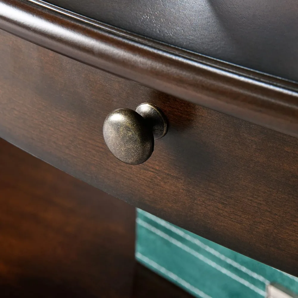 MODERION Coffee Table with Drawer, Solid Wood Oval Center Table with Storage Shelf, Traditional Living Room Table