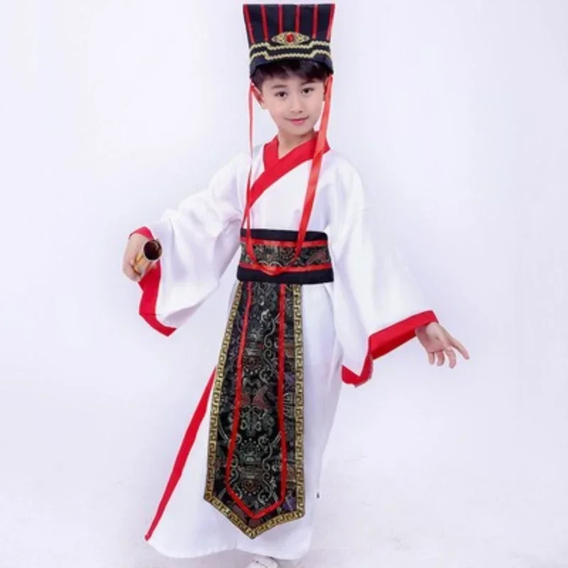 

Hanfu Boys Performance Clothes Men Ancient Clothes Chinese Traditional Style Children's Stage Costume Cosplay Black Red White