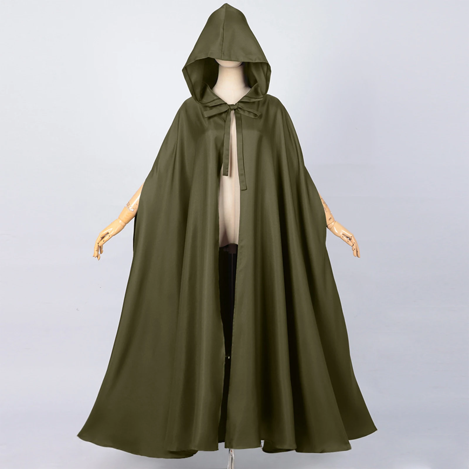 Unisex Adults Renaissance Knight Hooded Cape Cloak Long Wizard Robe for Halloween Cosplay Party Medieval Fantasy Costume