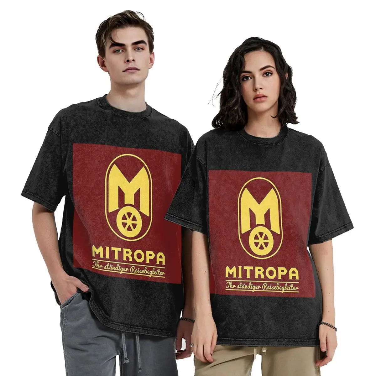 Mitropa Your Constant Travel Companion Hip Hop Short Sleeve T-Shirts Washed Tops Tees Streetwear T Shirt Printed for Men Women