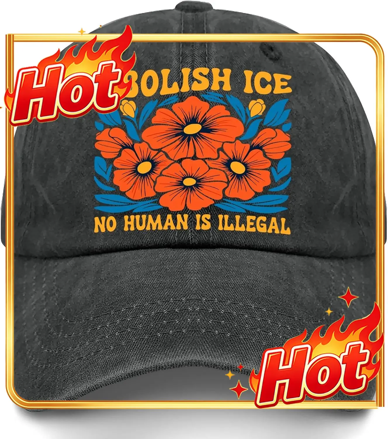 Abolish ICES No Human Is Illegal Hat For Mens Classic Washed Distressed