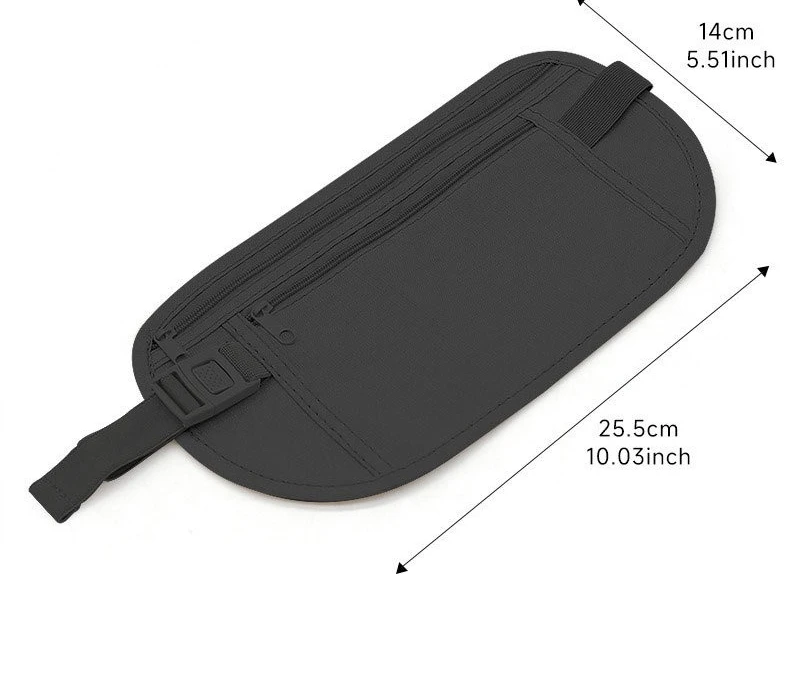 Unisex Hidden Travel Waist Belt Bag, Anti-theft Passport Money Pouch, Zipper Security Wallet for Travel