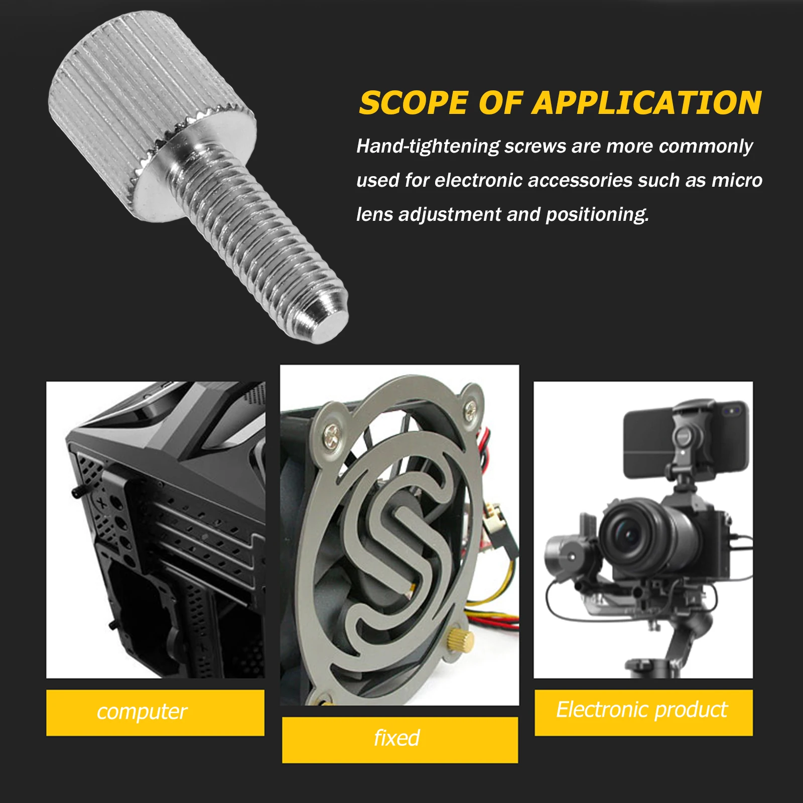 

Nickel Plated Iron Thumb Screws Knurled Computer Case Screws Practical Screw Big Head Anti Static Long Life Easy Install Remove