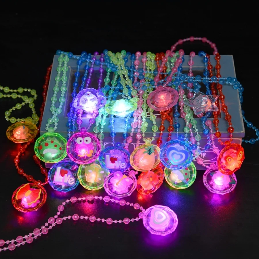 Collar luminoso de 12/24/48/96 piezas para niños y niñas, colgante Led intermitente, regalo de fiesta de cumpleaños, juguetes brillantes