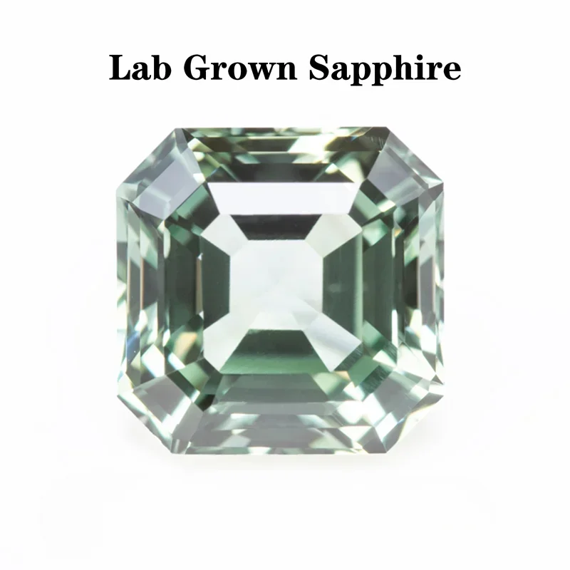 

Lab Grown Sapphire Green Color VVS1 Asscher Shape Charms Gemstone DIY Ring Necklace Earrings Main Materials Certificate