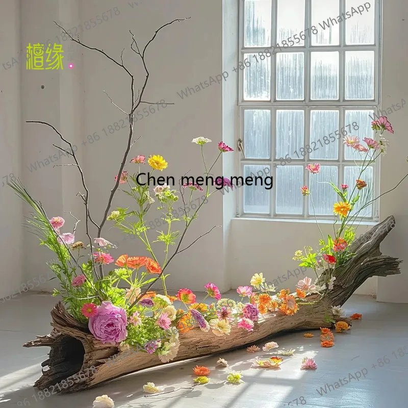Simulation flower spring atmosphere high-end arrangement dead wood fake flower decoration shopping mall, floor flower ornament