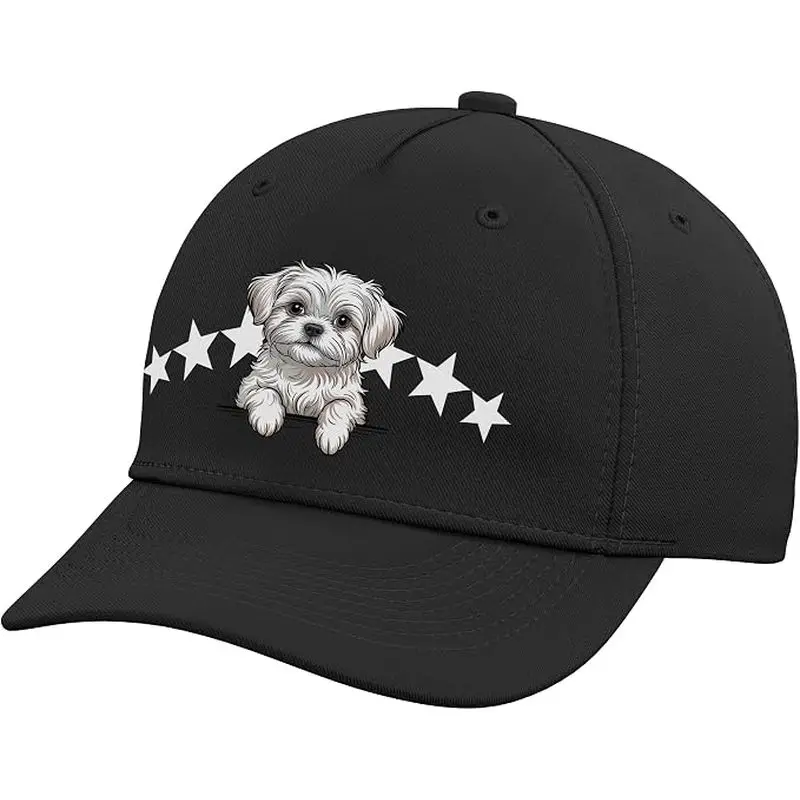 Maltese Funny Peeking Pocket Puppy Dog Lover Adjustable Baseball Hat
