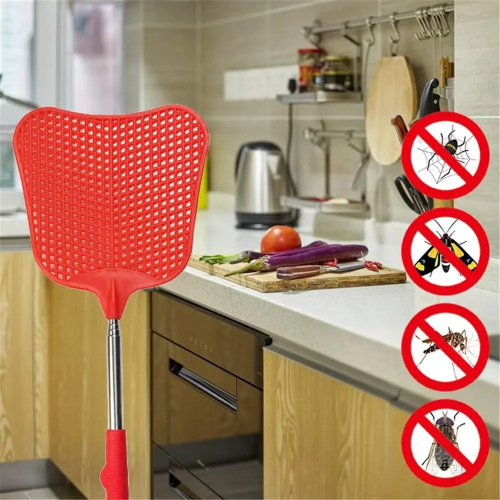 Durable Fly Swatters Heavy Duty Plastic Telescopic Fly Swatter Stainless Steel Extendable Fly Swatters