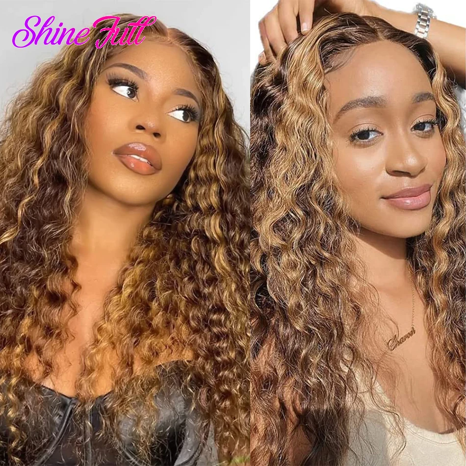 

Highlight 4/27 Deep Wave 13x4 HD Transparent Lace Front Wig For Black Women Remy Brazilian Human Hair 13x6 Lace Frontal Wigs