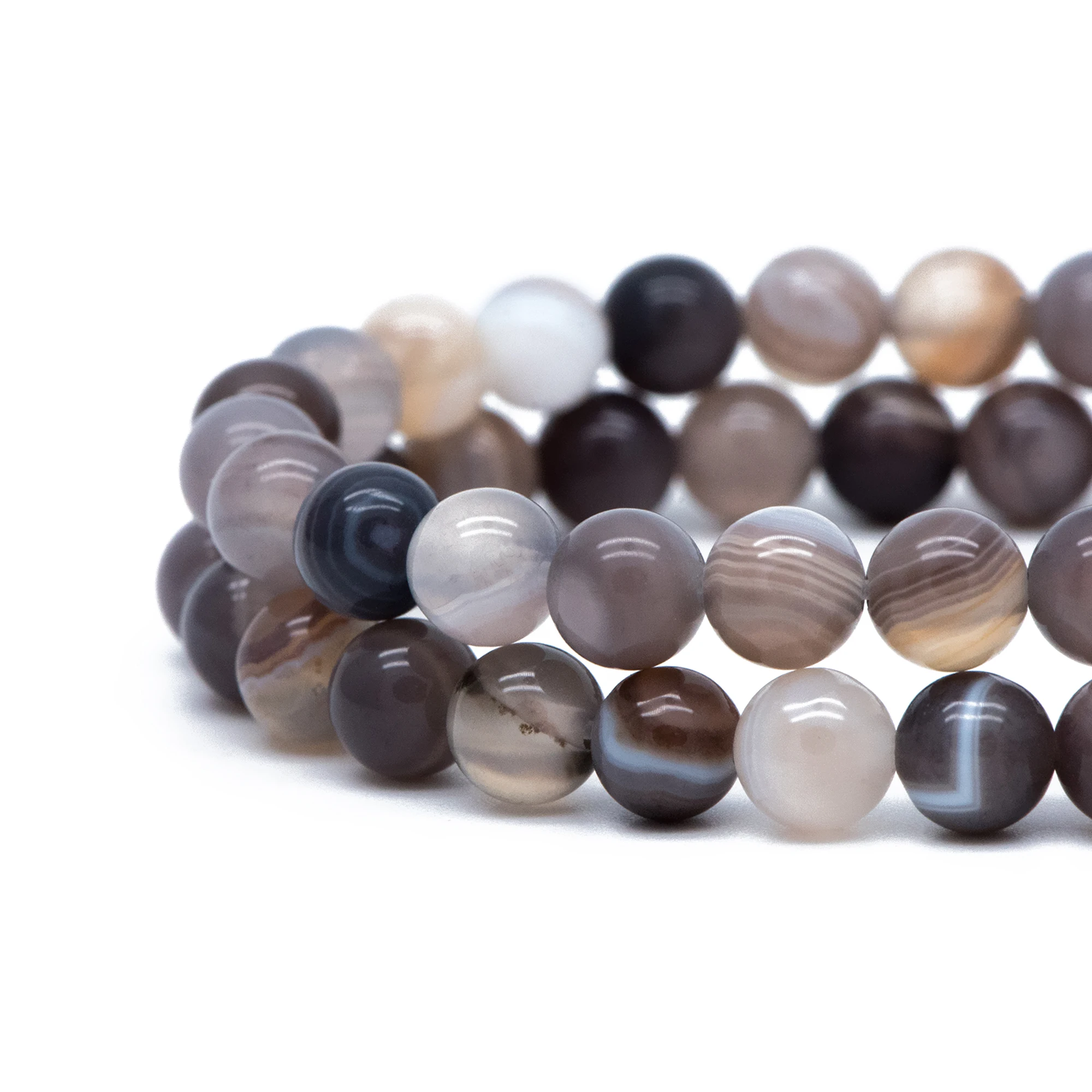 

6mm Natural Agate Stone, Smooth Round Gemstone Beads, Lace Agate, Full 15.5 Inch Strands (TR-023)