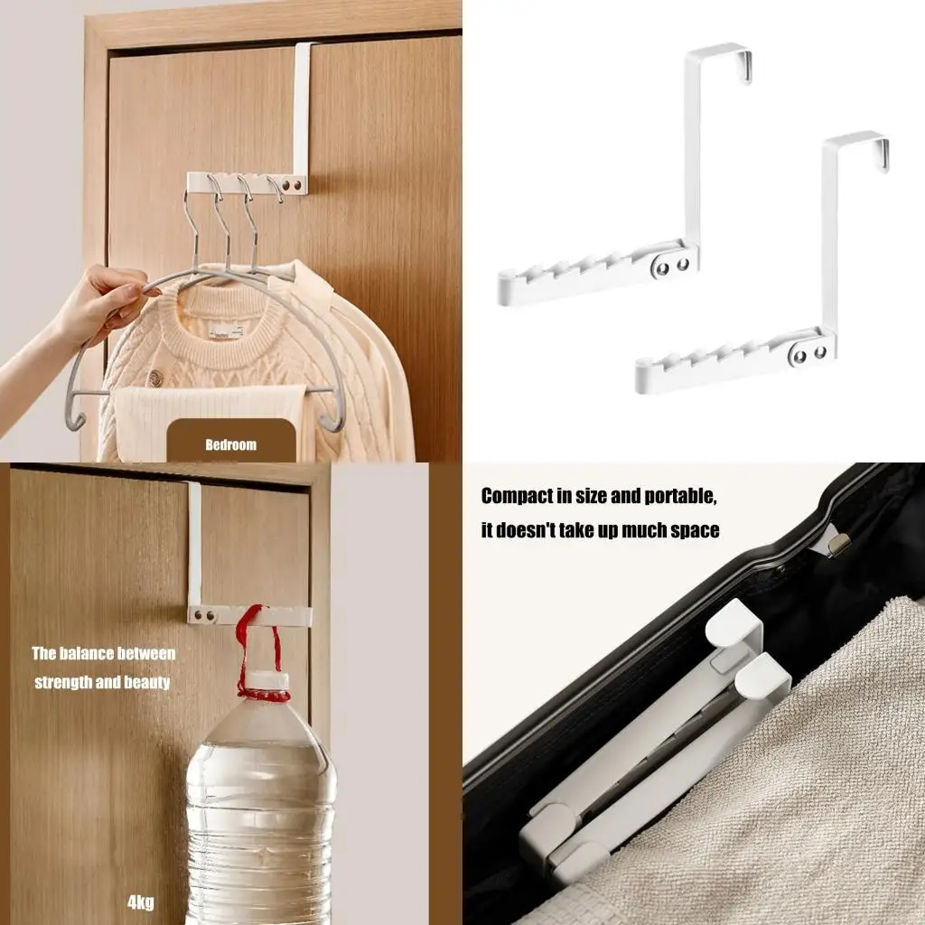 62KD Door Mounted Clothes Coat Hook Heavy Load Rack for Kitchen or Bathroom Hanging Space Saving Bedroom Robe Hanger