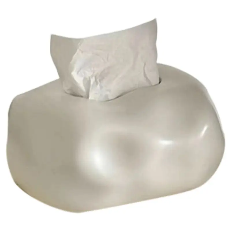 AT63-Household Tissue Storage Box Advanced Napkin Holder Living Room Dining Table White
