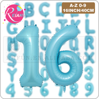 16 Inch Light Blue Foil digital number Balloons Wedding Favors Happy Birthday Party Decoration Kids Baby Shower banner Supplies