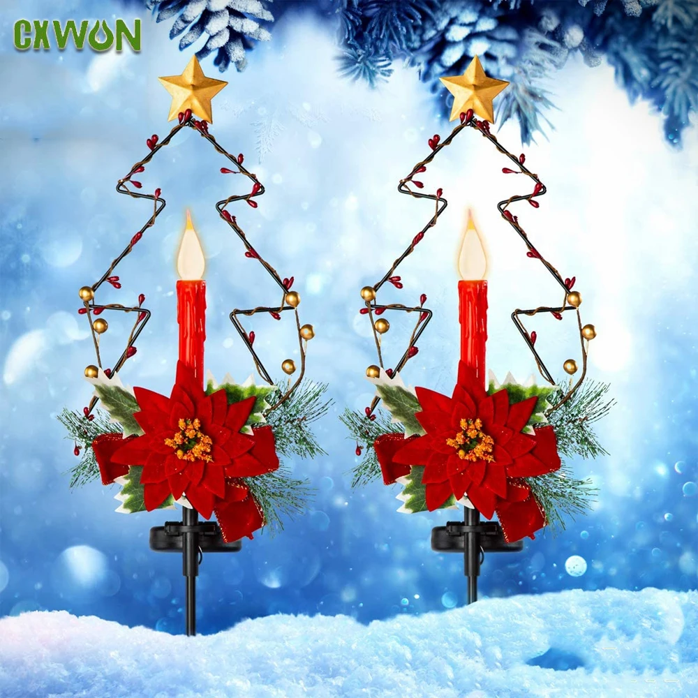 

Outdoor LED Lights Solar Christmas Decoration 2025 Christmas Candle Channel Light Cemetery Decor Garden Lawn Courtyard Lamp