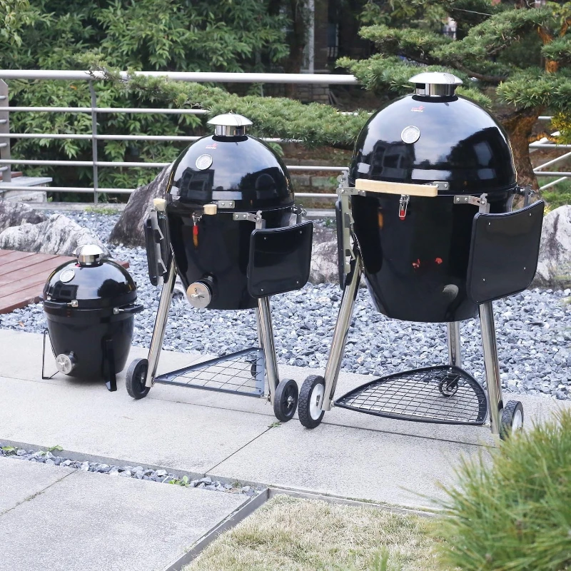 Outdoor camping grill 22 inch enamel grill courtyard stainless steel grill charcoal