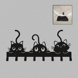 Multifunctional Iron Wall Hanging Cute Cat Key Rack Festive Atmosphere Cat Wall Rack Hook Household Key Coat Hanger Hook