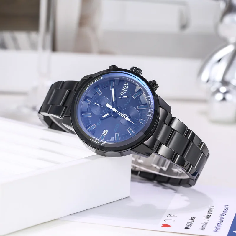 

2026 Stainless Steel Strap Multifunctional Luminous Calendar Watch Casual Wristwatch Six-Hand Quartz Watch, Luxury Women'S Watch