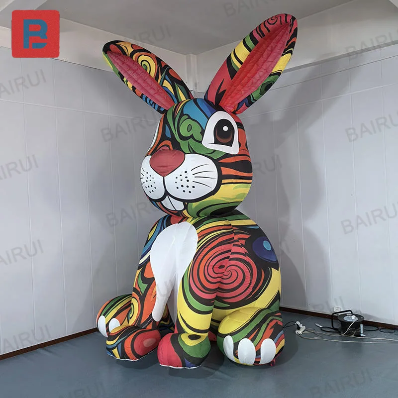 Inflatable rabbit, colorful graffiti inflatable rabbit mascot pattern inflatable rabbit model, used for Easter art exhibition