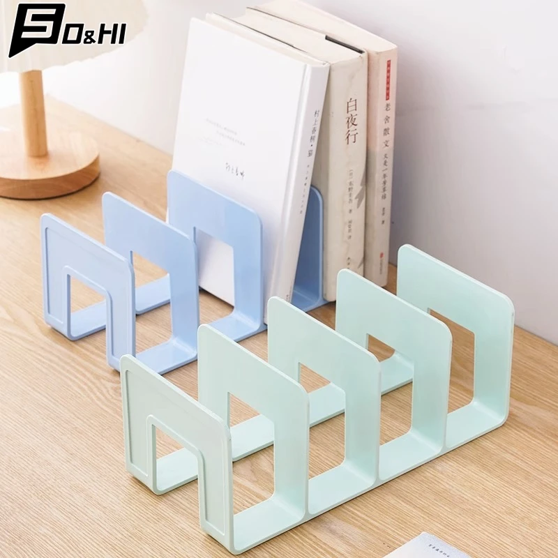 4 Grid Bookends Stand Bookshelf Desktop Decor Storage Rack Bookend Book Holder School Stationery Office Desktop File Organizer