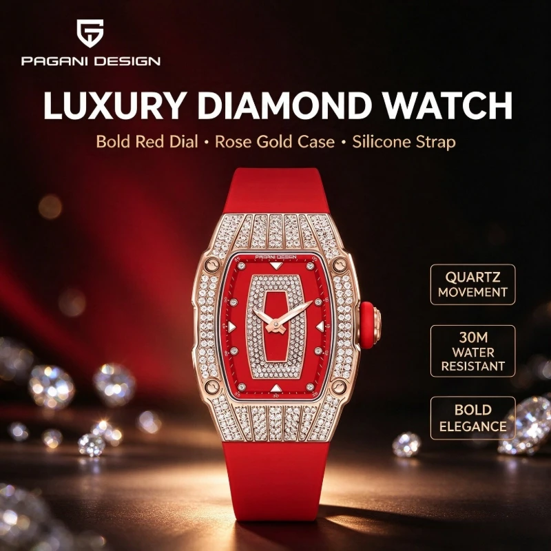 PAGANI DESIGN Luxury Women's Quartz Watch Exquisite Sapphire Dial Stainless Steel Strap Waterproof Top Brand Watch for Ladies