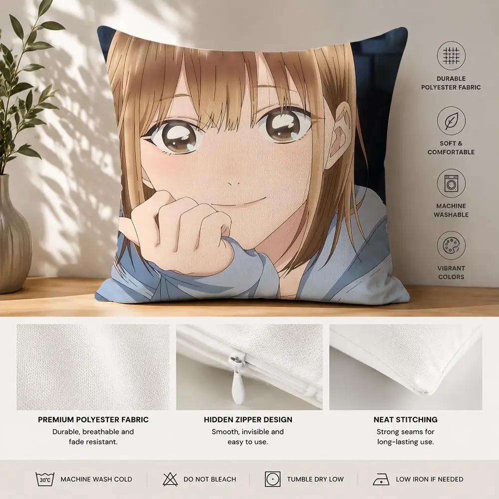 Blue Box Cute Cartoon Cushion Cover 40x40cm Square Decorative Sofa Cushion Cover Bedroom Living Room Home Decor Gift