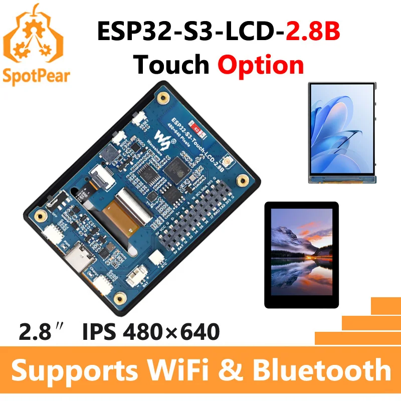 Waveshare ESP32-S3 2.8inch With Touch Options 480×640 IPS LCD 32-bit LX7 Dual-core Processor Supports WiFi & Bluetooth