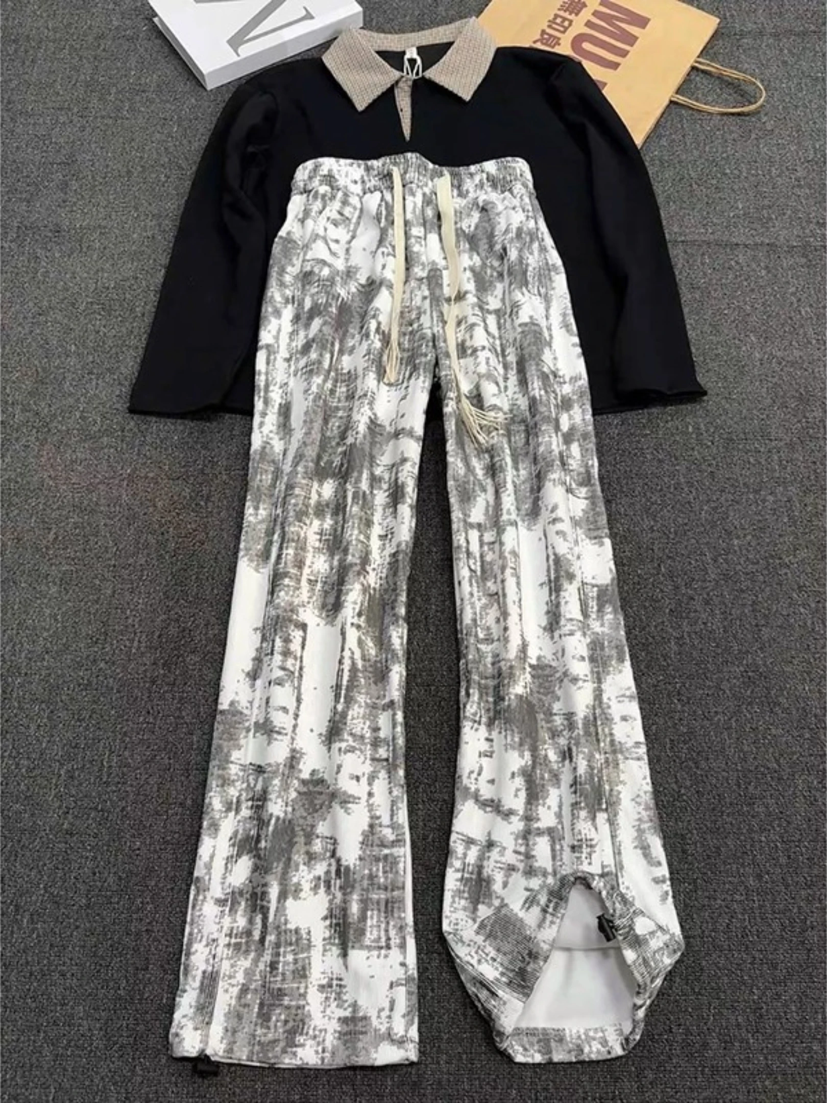 

Мужские вельветовые спортивные брюки American Vibe, зимние, утепленные, свободного кроя, с эффектом тай-дай, белые, на флисовой подкладке, расклешенные