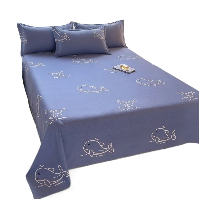 3pcs/Set Home Textile Bed Sheet Set with Pillowcases Cotton Material Lovers Home Room Bedding Flat Sheet Bed Sheet Set