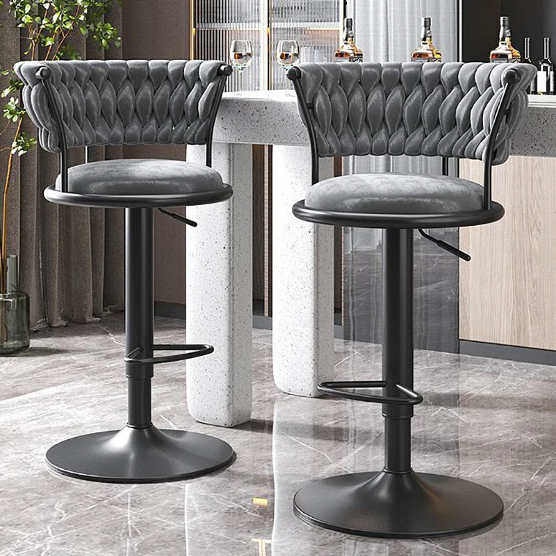 

Home Bar Chair Velvet Bar Stools Set of 4 Counter Chairs 360 Degrees Rotating Chair for Restaurant