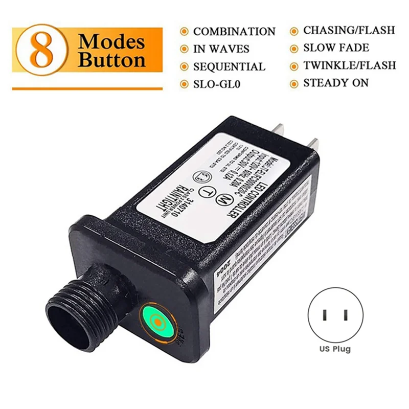 Fuente de alimentación de enchufe de transformador de 24V, adecuado para decoraciones de equipos LED de Navidad y Halloween, enchufe estadounidense