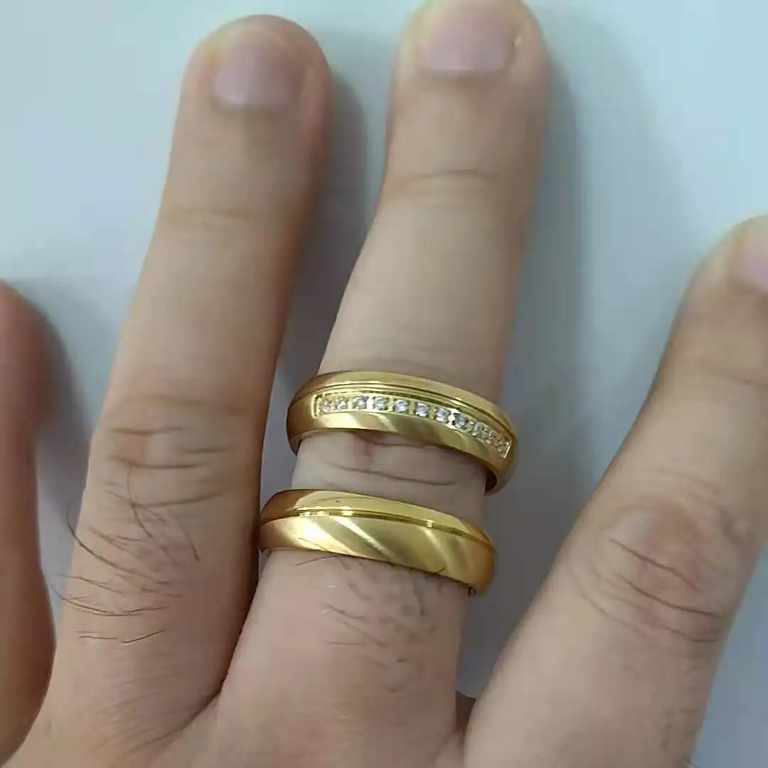 Wholesale Unique Lover's Alliance Promise Couples Ring Western 14k plated gold rings and wedding Rings Sets for men and women