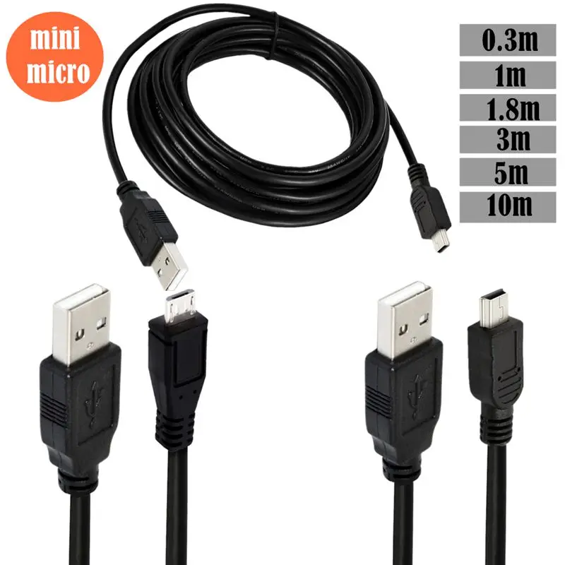 High Speed Micro Mini USB Cable, USB Mini V8 V3 Microphone Cable, Phone Connection To Computer, USB 2.0 Version