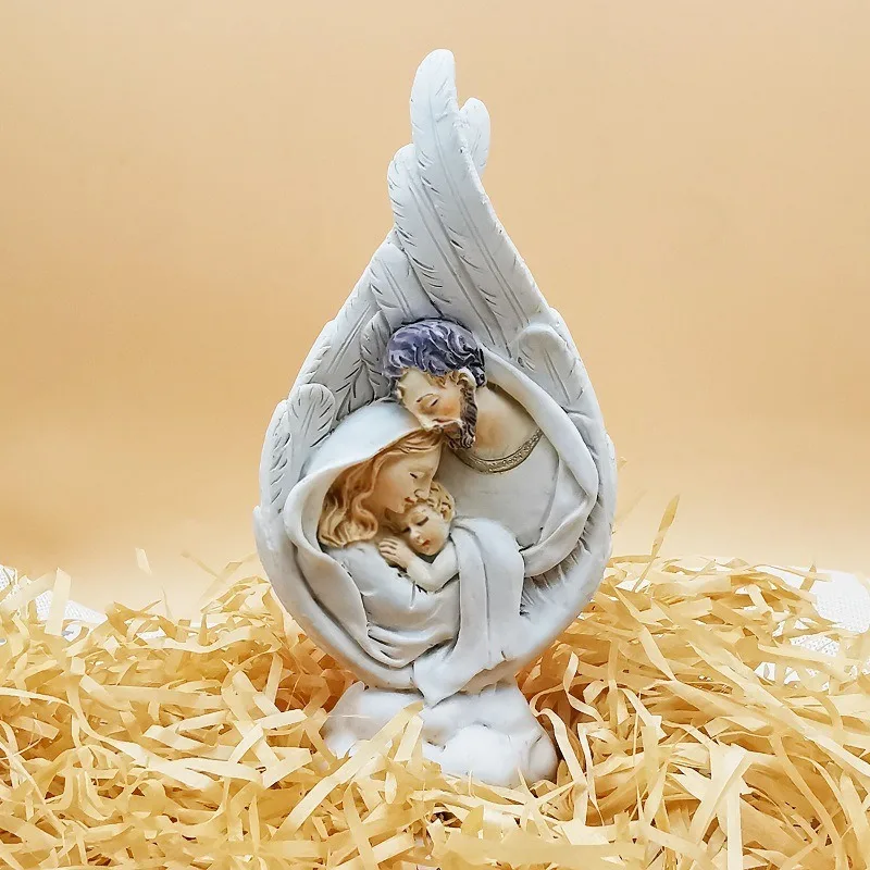 Religious Baptism Statue Resin Girl Feather Desktop Decoration Church Decoration Catholic Decoration Prayer Hand Statue