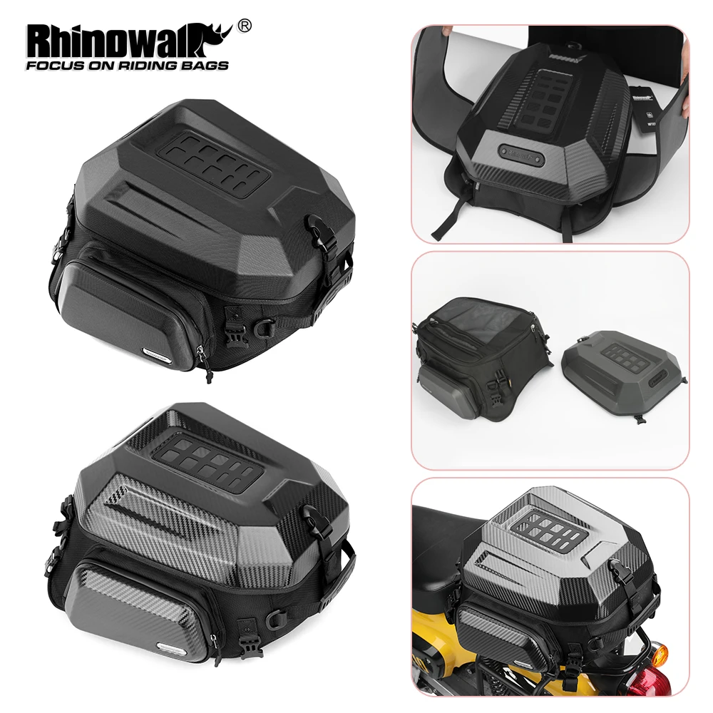 Rhinowalk Motorrad-Hecktasche Wasserdicht 23L-35L Erweiterbarer Rucksack mit Regenschutz-Innentasche für Integralhelm