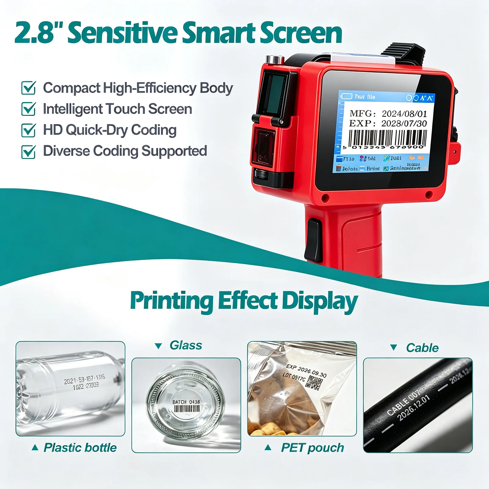 Detachable Integrated Handheld Inkjet  Printer 12.7mm Industrial Grade Portable Coding Machine for Business And Office Use