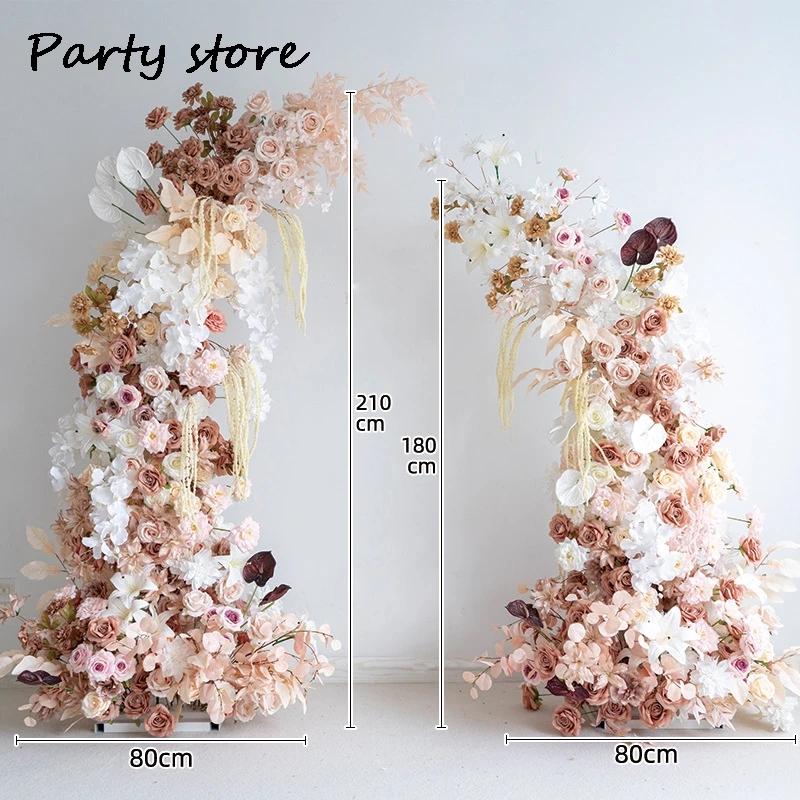 Luxury 5D Autumn Rose Hyacinth Fog grass Wedding Backdrop Arch KT Board Decor Floral Arrangement Floor Flower Event Party Props