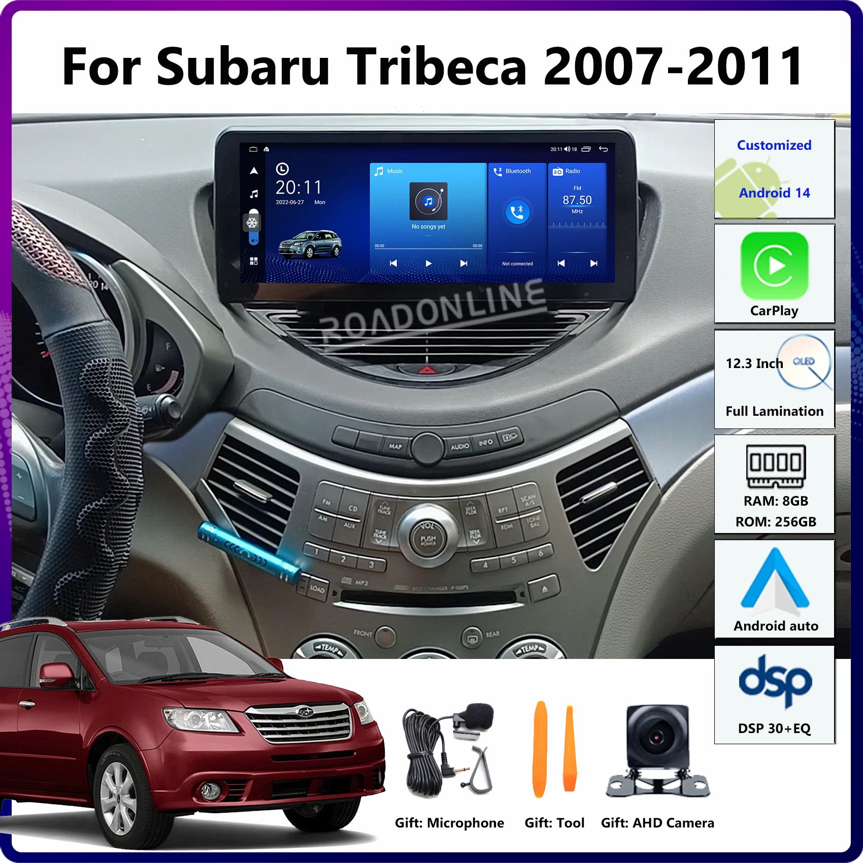 

12.3 Inch Android 14 For Subaru Tribeca 2007-2011 8+256GB GPS Car Multimedia Player GPS Head Unit Stereo Receiver Radio CarPlay