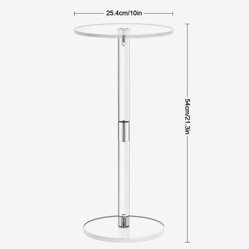 【Hot】Acrylic Drink Table Clear Small Round End Table For Drinks Modern Living Room Side Table For Drinks Snacks Phones Coffee Dr