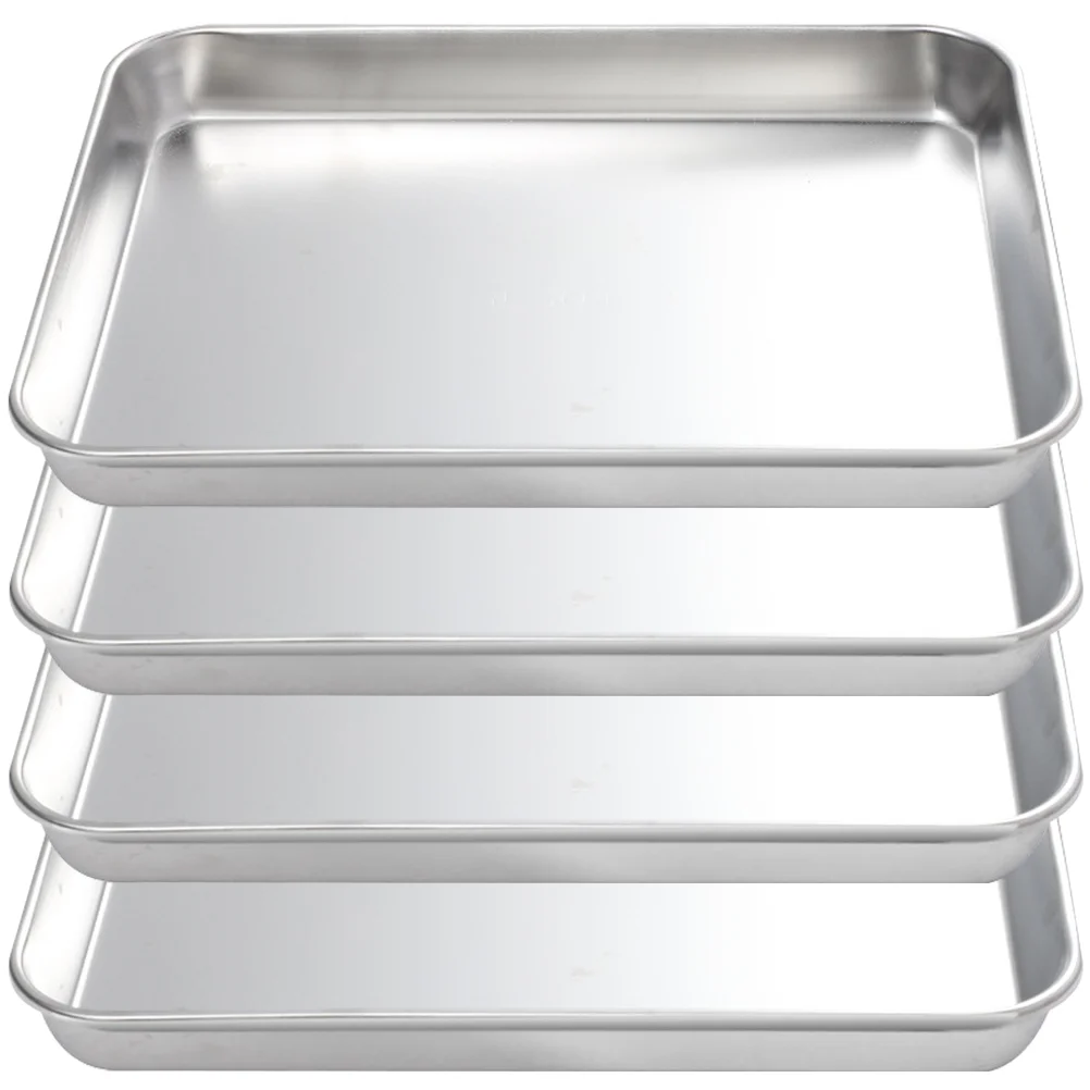 

4 Pcs Bread Pan Stainless Steel Bakeware Banquet Roaster Toaster Oven Tray Mini Loaf Pans with Lids Home Plate