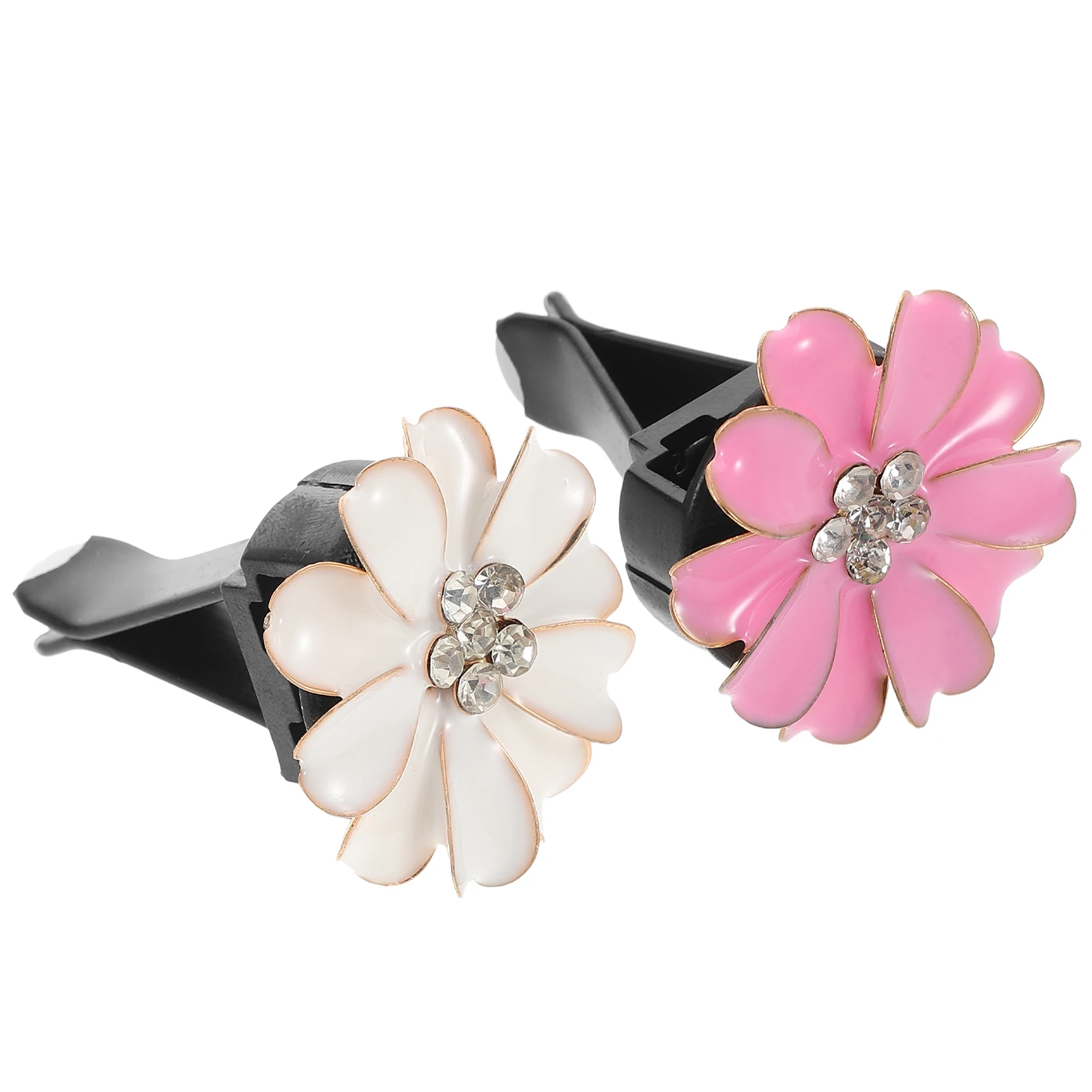 

2Pcs Car Vent Perfume Clip Camellia Scent Longlasting Aroma Air Diffuser Alloy Auto Interior Accessories Decor