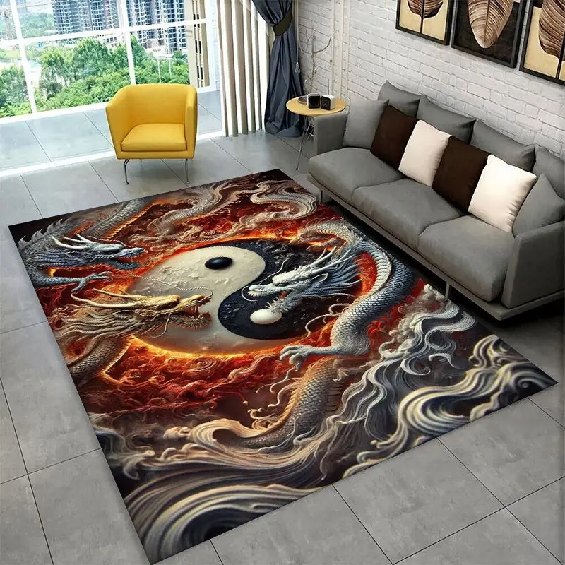 Dragon China Loong Cartoon Large Area Rug Non-slip Durable Carpet for Bedroom Living Room Sofa Doormat Home Decor Floor Mat Gift - view 6
