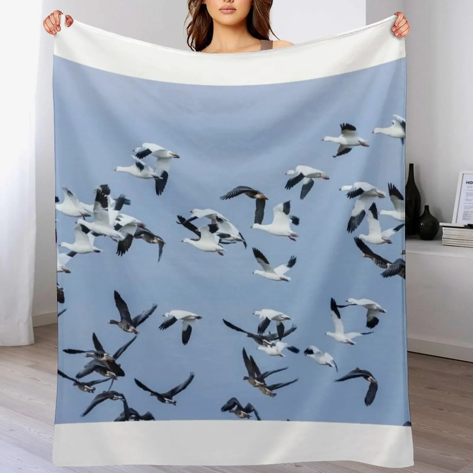 

Snow Geese Migration Throw Blanket Thermal Cute Flannels Beach Blankets