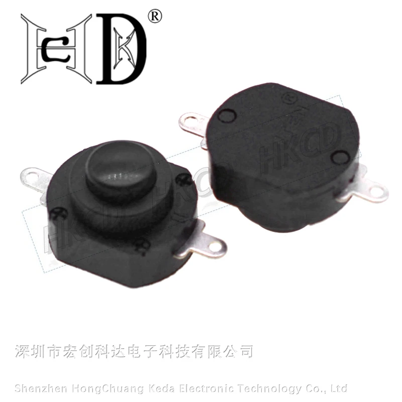 5pcs 1210-A 2Pin Oval Horizontal Solder Lug Self-Locking Push Button Switch On Off Power Switch for Flashlight Small Electronics