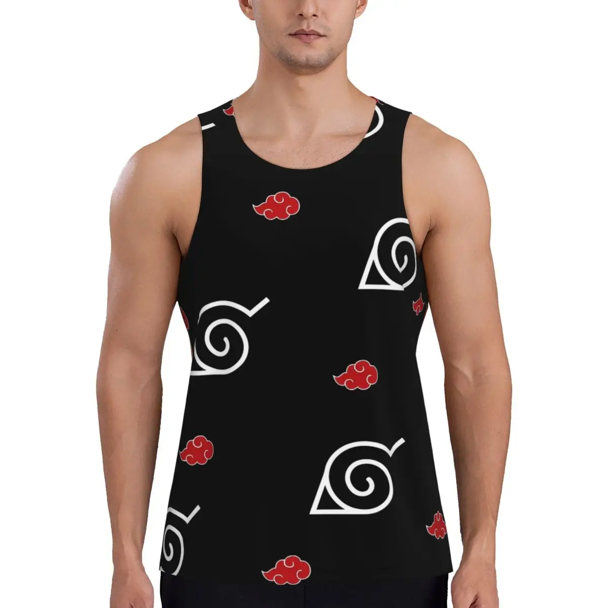 

Narutos Anbu Pattern Printed Mens Gym Clothing Fitness Sleeveless Shirt Summer Bodybuilding Tank Tops Muscle Vest